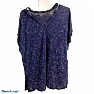 NWT A.N.A. Short Sleeve Top Blouse Navy Blue XL